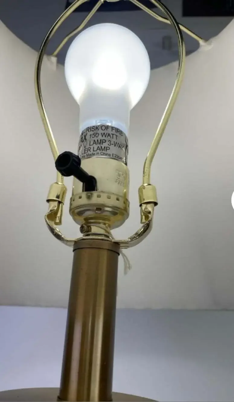 VTG Stiffel Neoclassical Blue Black Porcelain Brass Hollywood Regency Table Lamp